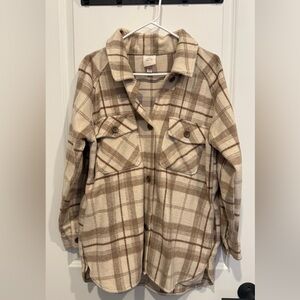 Knox Rose Tan and Brown Plaid Utility Jacket